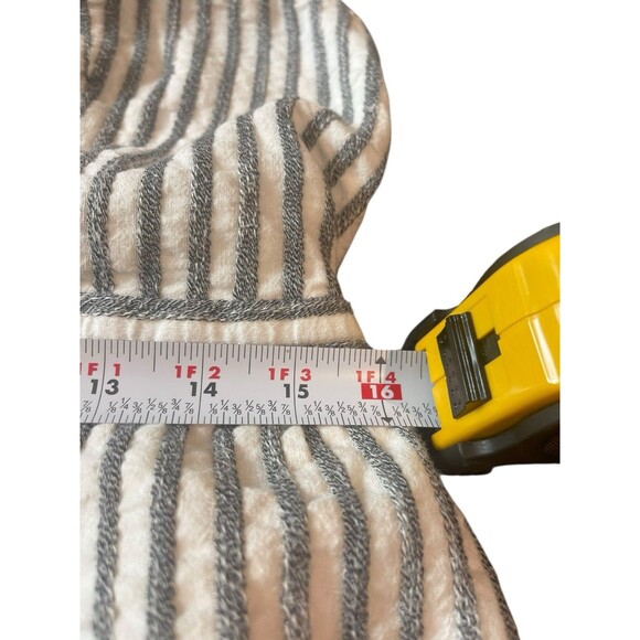 American Eagle Gray White Striped Rouched Bow Deep V-neck Textured Romper XL - Picture 13 of 15